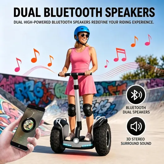 Scooter Auto-Équilibré, Hoverboard Tout-Terrain 19 Pouces, Hauteur Réglable Sur 48cm, Capacité De Charge De 150 Kg, Connectivité Bluetooth, Scooter De Mobilité À Deux Roues Pour Adultes Silver-90km Silver 90km