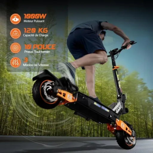 Avis Ruitoo T2 Max 1000W : la trottinette électrique musclée pour trajets urbains et chemins