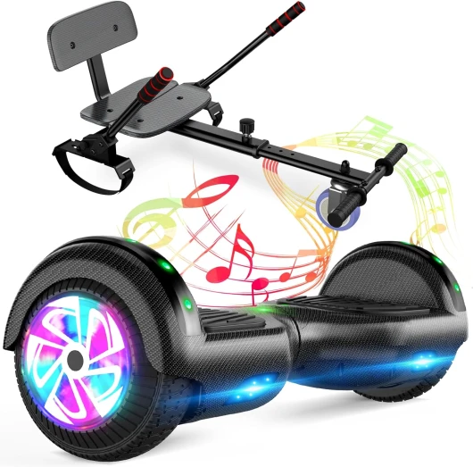 SISIGAD 6,5 Pouces Hoverboards avec Hoverkart, Bluetooth et Lumières Led,cadeaux idéaux pour les enfants