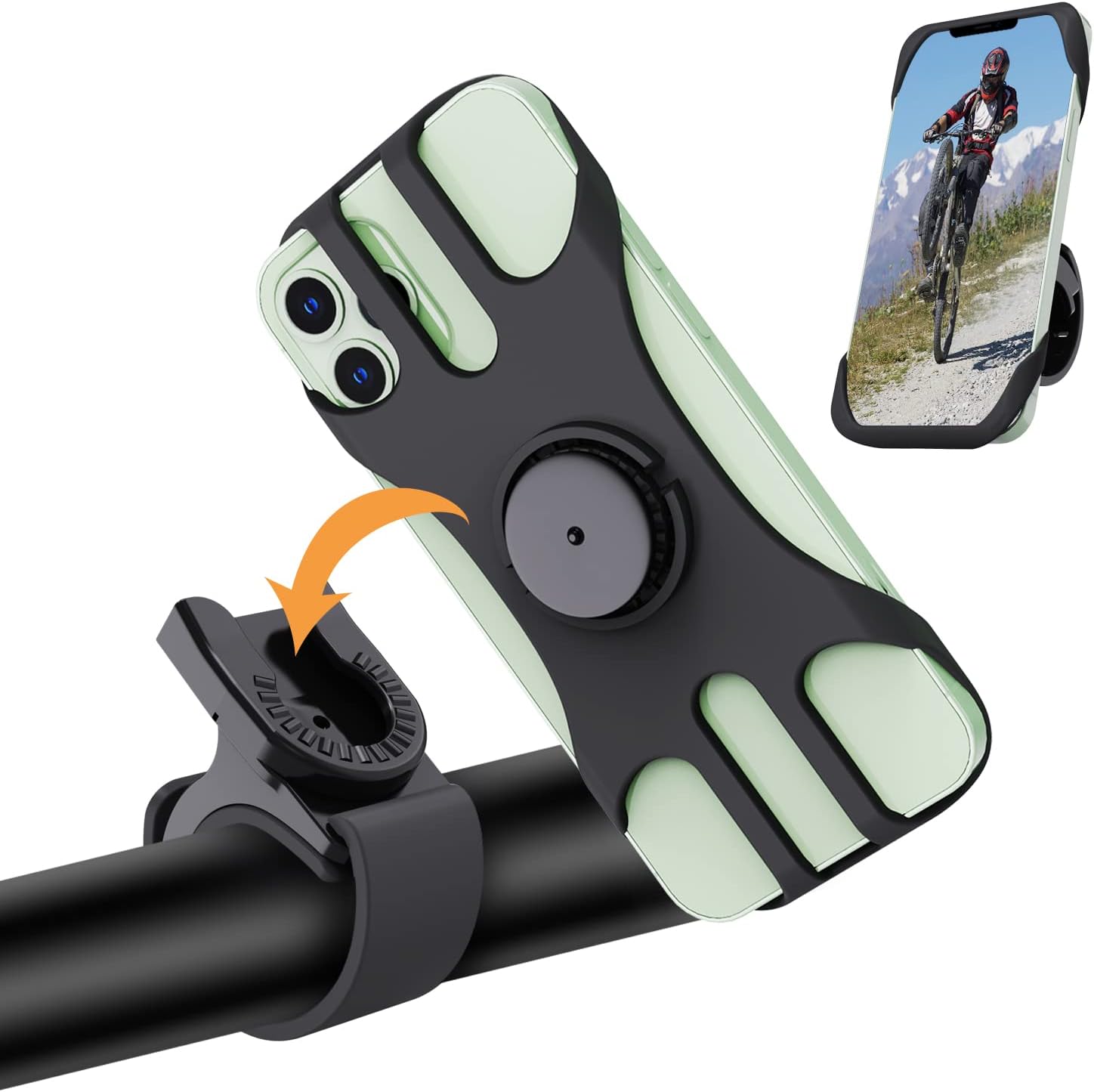 Support Téléphone Vélo, Haslaky Support Téléphone Moto 360° Rotation, Universel Porte Telephone Velo pour Trotinette Electrique, VTT, Trottinette, Scooter, Moto Sportive, 4.5-7 Pouces Smartphones