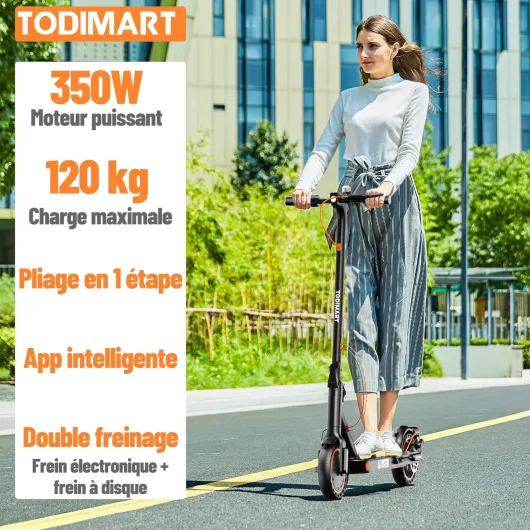 T3 Trottinette Electrique Adulte antivol Ultra Legere, Moteur 350W/25KM/H Autonomie 35KM Batterie 36V 7.8Ah,Trotinette électrique Adulte Pliable pneus nid d'abeille increvables, Charge 120kg 350W-7.8Ah(Avec APP)