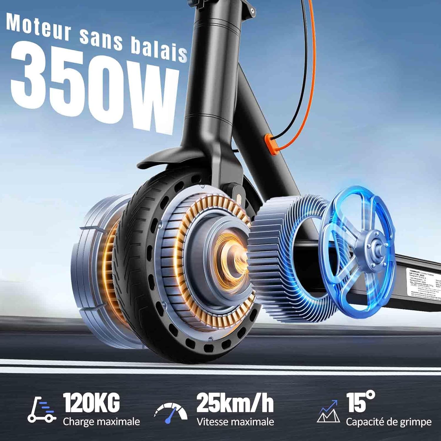 Trottinette Électrique Adulte antivol Ultra Legere, avec Clignotants et amortisseurs Autonomie 30km 350W 36V 7,8 Ah, Pneus Nid d’Abeille Increvables, Application Bluetooth Scooter Electrique Adulte 350W-280.8Wh(Avec APP)