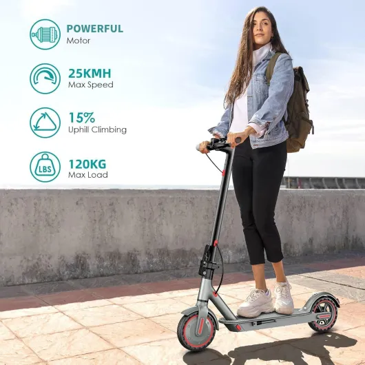 Trotinette Electrique Adulte avec Clignotants 350w/500w,Vitesse Maximale 25 Km/H,Longue Distance 35/45Km,Double SystèMe de Freinage à Tambour,Scooter Pliant Adulte,Charge Max 120kg,APP de Contrôle D8-Rouge-35KM-350W