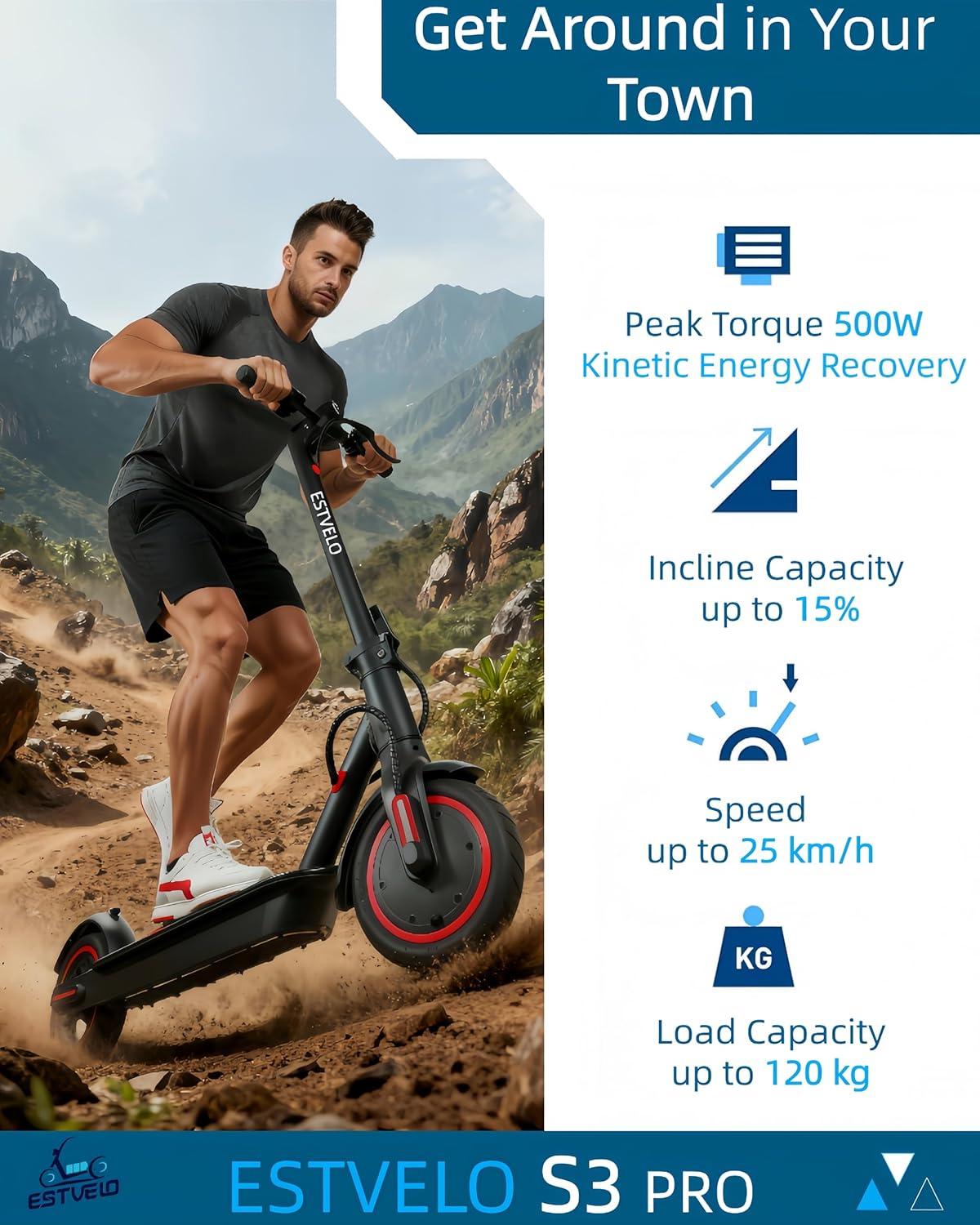 Trottinette électrique pliable pour adultes, portée de 20/40 km, pneu à plat de 21,6 cm, contrôle par application, double freinage Noir 25-30Km