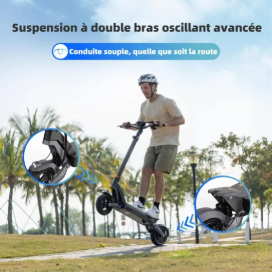 L2 Trottinette électrique Pliable, Scooter Électrique Tout-Terrain pour Adultes, Batterie 48V 15.6Ah, Autonomie 70km, Suspension Renforcée, Pneus 10" Anti-Crevaison Moteur unique
