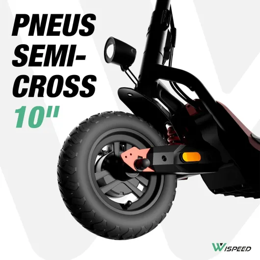 Wispeed - SUVPILOT 150R - Trotinette électrique Off Road - 800 W - Pliable - Pneu Cross 10" - 60km - 25km/h - Deck Ultra Large 20cm - IP65 - IPX6 - Écran LED - Double Frein - Double Suspension - Noir