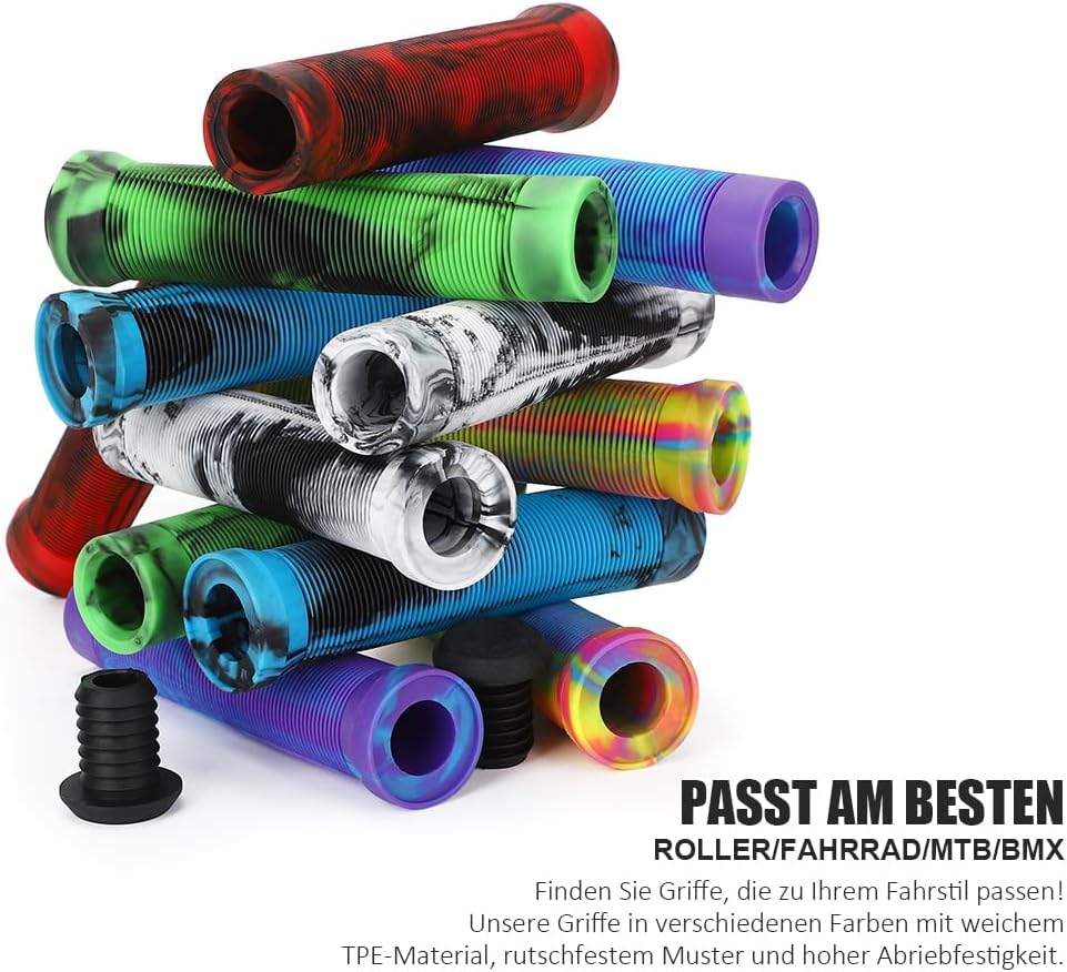 1 paire 145 mm Poignées pour Freestyle Trottinette VTT BMX Guidon - Soft TPE antidérapant de 22 mm avec prise anglaise pour PRO Scooter VTT BMX Downhill Vélo Scooter