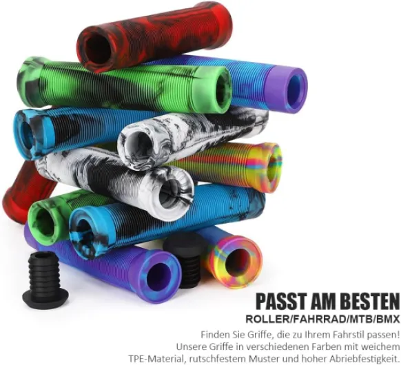 1 paire 145 mm Poignées pour Freestyle Trottinette VTT BMX Guidon - Soft TPE antidérapant de 22 mm avec prise anglaise pour PRO Scooter VTT BMX Downhill Vélo Scooter