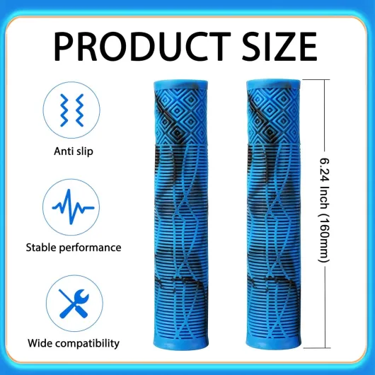 1 Paire Poignée VTT 160mm Antidérapante, Poignée Guidon pour Vélo/Trottinette Freestyle, Ergonomique en Caoutchouc Dense, Compatible 22mm PatternB