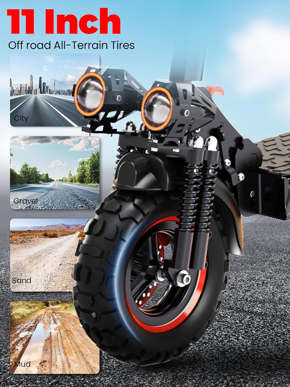 Trottinette Électrique Adulte 1200W Moteur, Autonomie 45-55KM Batterie 48V 18Ah Trotinette Electrique Pliante Portable, Roues 11" Tout Terrain Double Suspension Frein à Disque Double Escooter