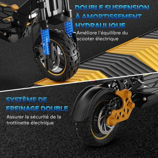 Trottinette Électrique, Adulte Trottinette Pliable, Batterie 48v 20.8Ah, Autonomie Max 70-80KM, Pneus Tout-Terrain 11 Pouces, 3 Modes De Vitesse, Écran Intelligent