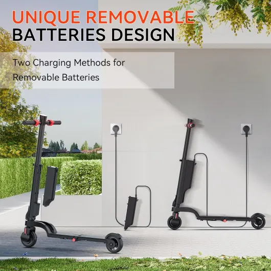 Trottinette électrique pour Jeunes et Adultes avec Batterie Amovible,Scooter électrique Moteur 350W,20-25km Longue Distance, Vitesse maximale 25km/h,3 Vitesses,contrôle par app,Double Frein,5,5'' Noir-batterie simple