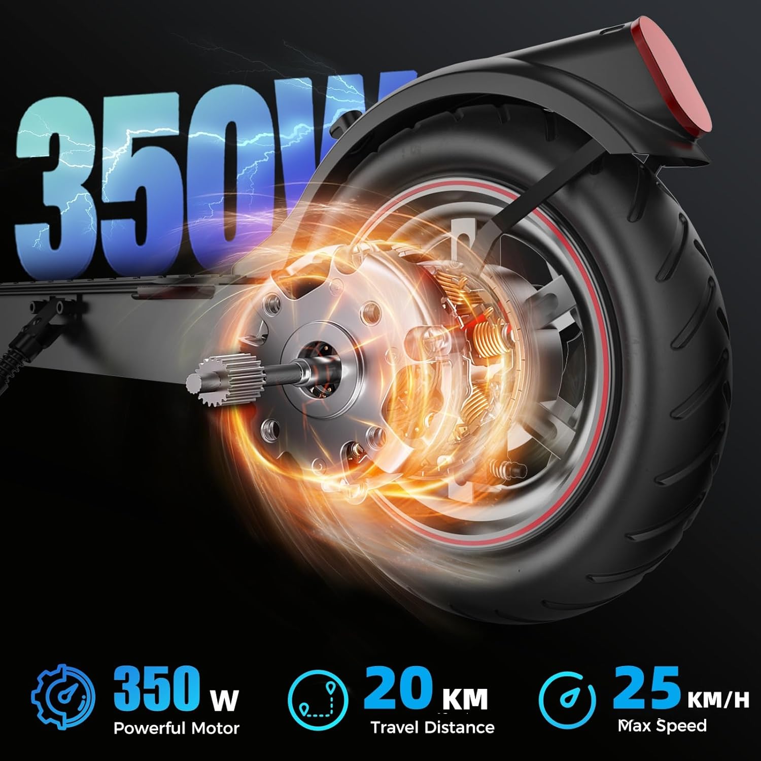 8,5" Trottinette Électrique, Vitesse Maximale 25 KM/H, Batterie 187,2 WH, Charge Maximale 100 Kg, Freinage Double, 3 Modes De Vitesse, Déplacements Quotidiens, Pliable