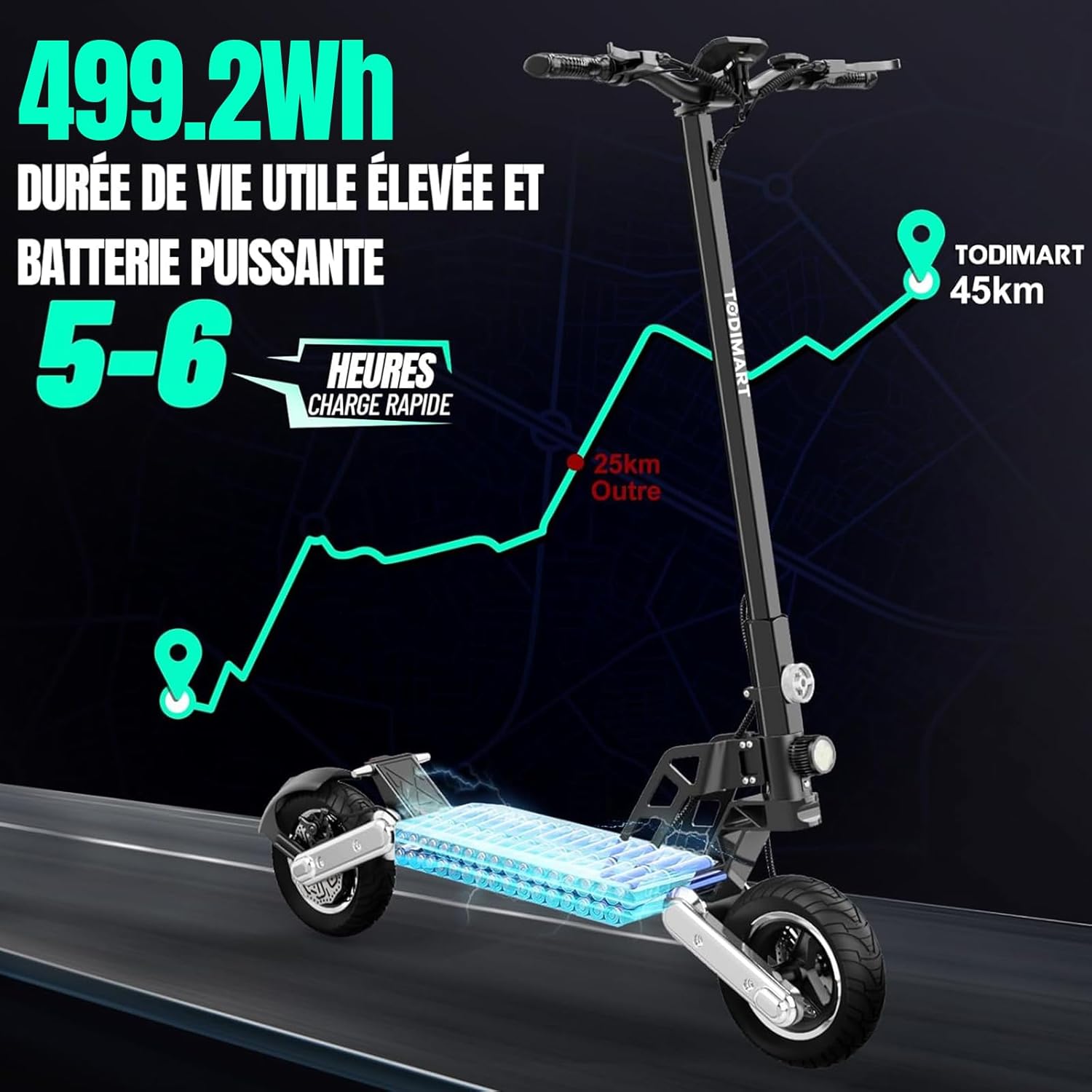 Trottinette Électrique Adulte Puissante Tout-terrain, Moteur 2000W Autonomie jusqu’à 80 km, Batterie 48V (13Ah / 18,2Ah / 20,8Ah), Double Suspension, Antivol, Trotinette Electrique Adulte Ultra Legere Noir-G2