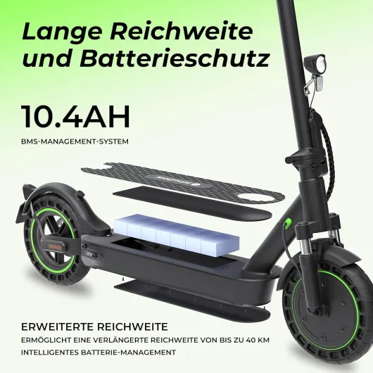 S9MAX Trottinette électrique pour Adulte avec autorisation de Circulation routière, Moteur 500 W, Batterie 10,4 Ah jusqu'à 40 km, pneus 10", Amortissement, Application et écran LED, pour
