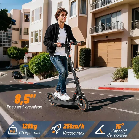 T3 Trottinette Electrique Adulte antivol Ultra Legere, Moteur 350W/25KM/H Autonomie 35KM Batterie 36V 7.8Ah,Trotinette électrique Adulte Pliable pneus nid d'abeille increvables, Charge 120kg Noir-T6