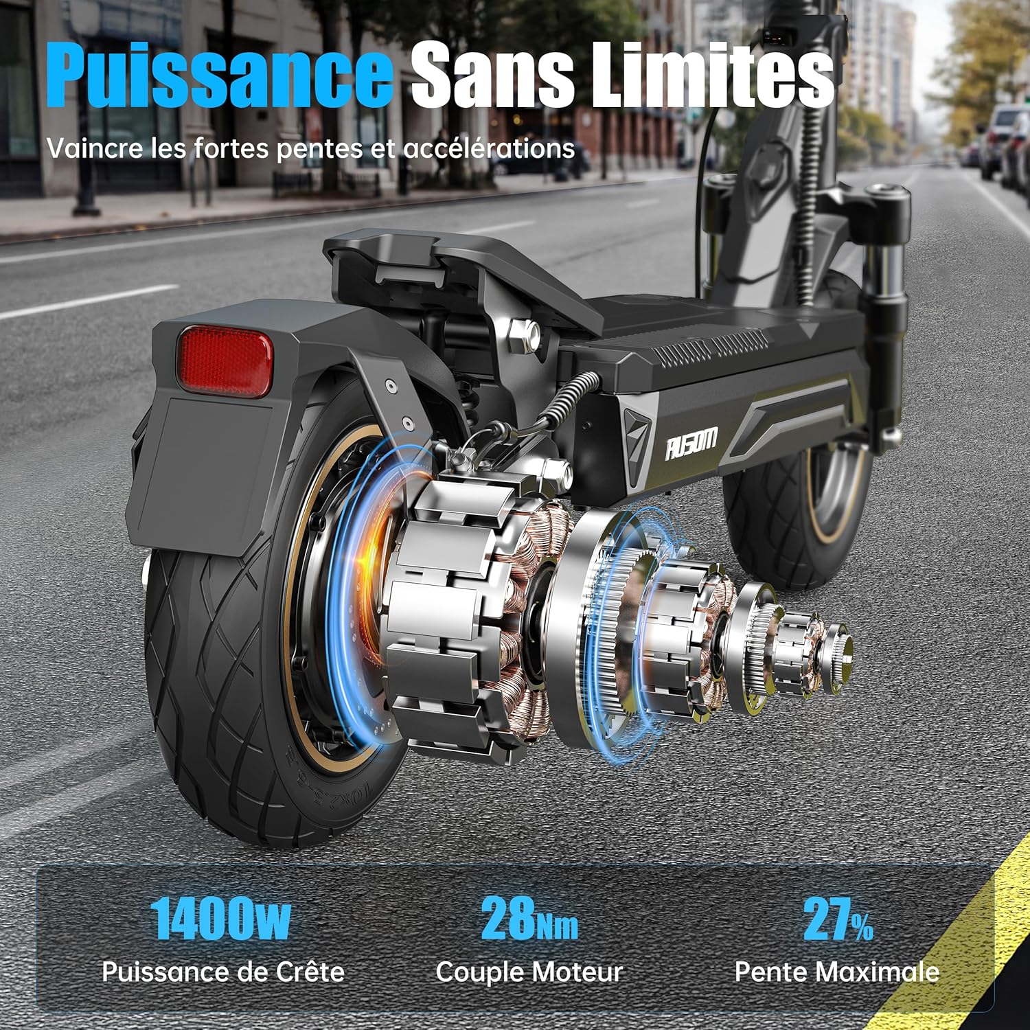 K20 Pro Trottinette Électrique Adulte, 90KM Autonomie, Pliable avec Suspension ShocFree, 10" Pneus trorinette électrique Puissant, 48V Batterie Grande Capacité, Suspension Avant et Arrière K20 PRO-Moteur Unique-NOIR