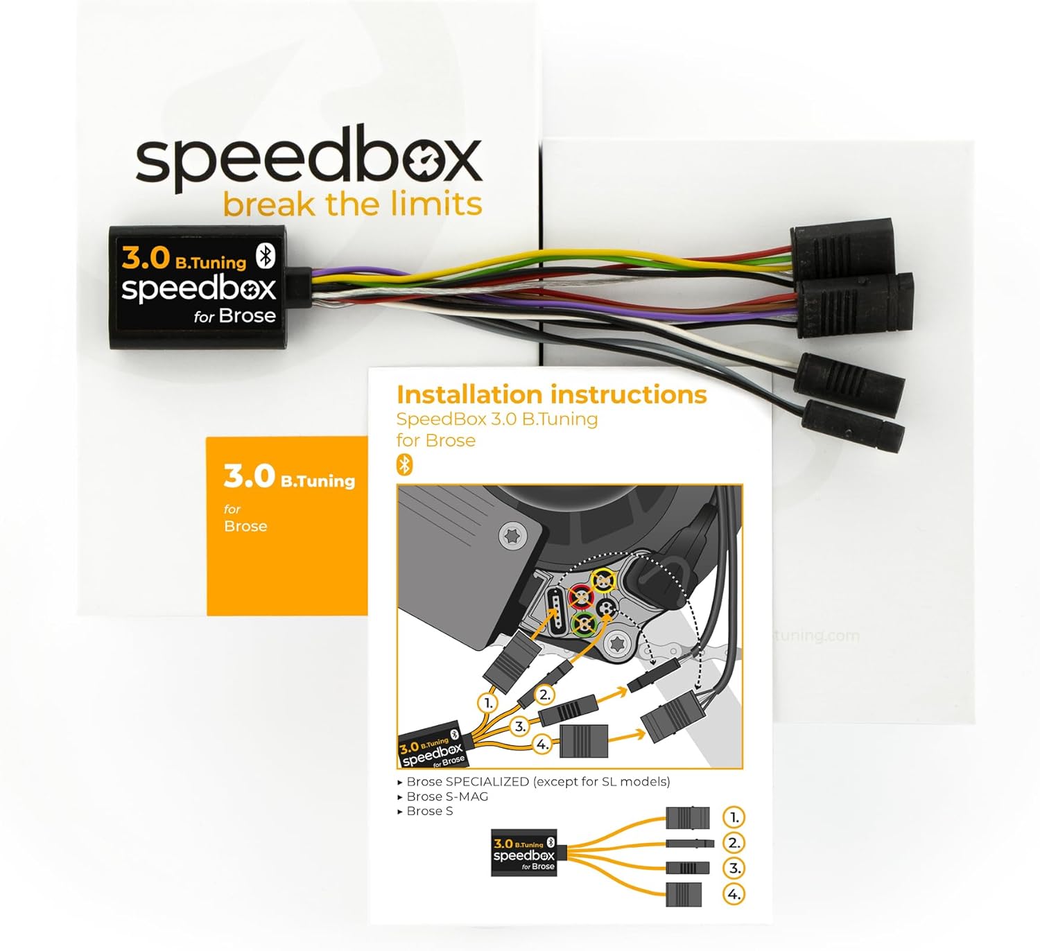 SpeedBox 3.0 B.Tuning (avec Bluetooth) Compatible avec Brose/Puce de Tuning pour vélos électriques avec Moteurs Brose ou Specialized/Application SpeedBox App