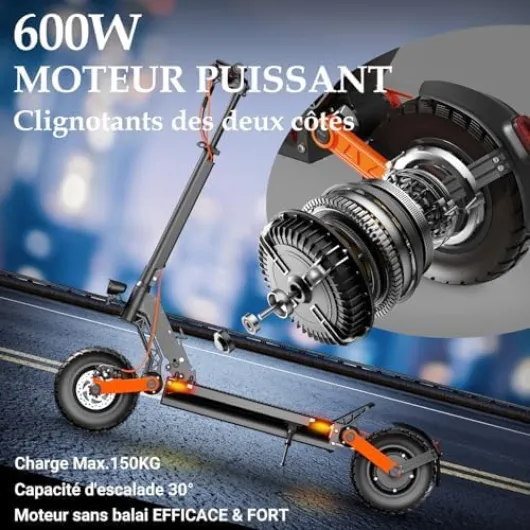 Trottinette Électrique Adulte, Batterie 60V/48 13/18Ah,Moteur 600/2000W,Trotinette Electrique Puissante Tout Terrain Ultra Legere Double Suspension,10 Pouces Scooter Électrique lectrique S5-Z(600-800)W