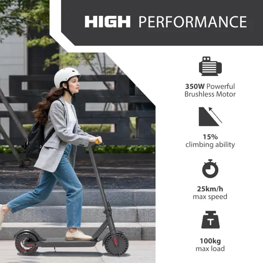Trottinette Electrique Adulte, Moteur 350 W / 25KM/H, Autonomie 30KM, Trotinette électrique Pliable, Pneus de 8,5'', Affichage LED & APP, Freins à Disque - Noir