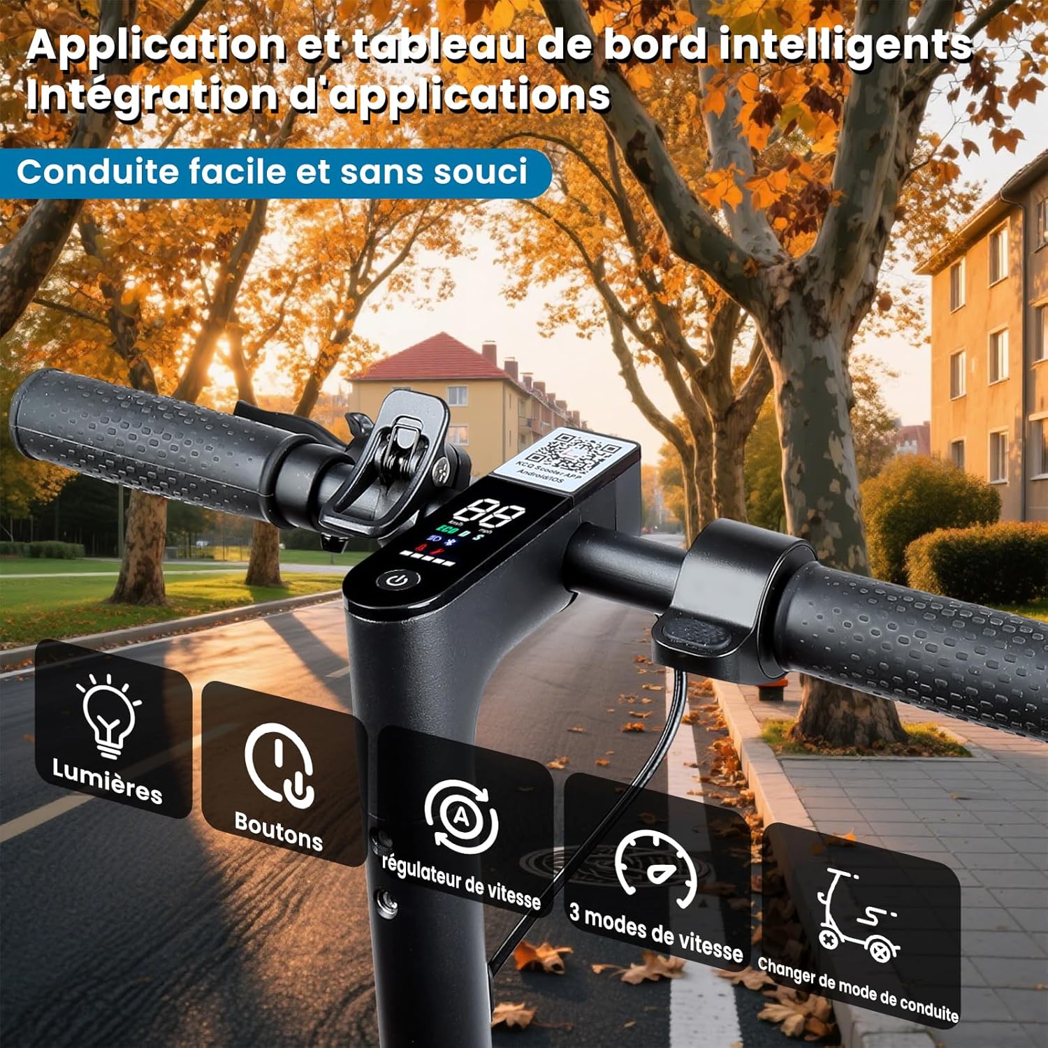 Trottinette Electrique, Moteur 500W/25KM/H, Autonomie de 20 km, Batterie 36V 5.2AH, 8.5'' Pneu Anti-crevaison, Trottinette Électriques Adulte Pliable, avec Double Frein, APP