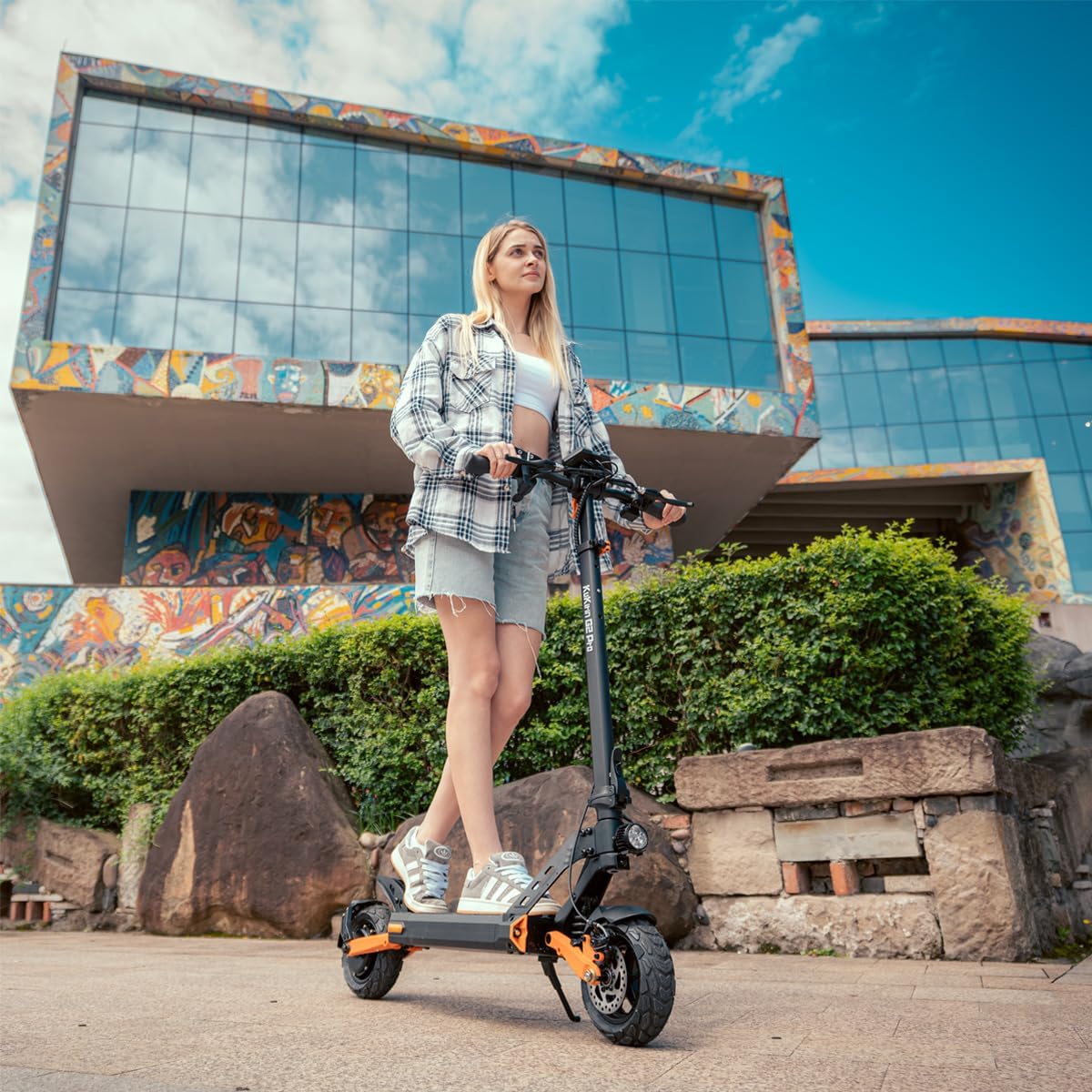 Trotinette Électrique 48V 15.6Ah – 55km Autonomie Pliable Tout-Terrain avec Double Amortissement, Plateau Anti-Dérapant & LEDs G2 PRO- 48V 15.6Ah