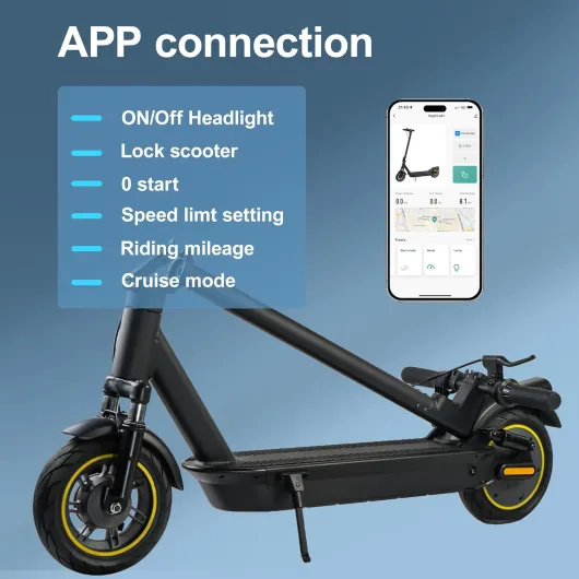 Trottinette électrique Pliable pour Adultes, 8.5"/10" pneus, 4 amortisseurs, portée maximale 30-45 kilomètres, contrôlable par Application 45Km-Dual Suspensions-500W