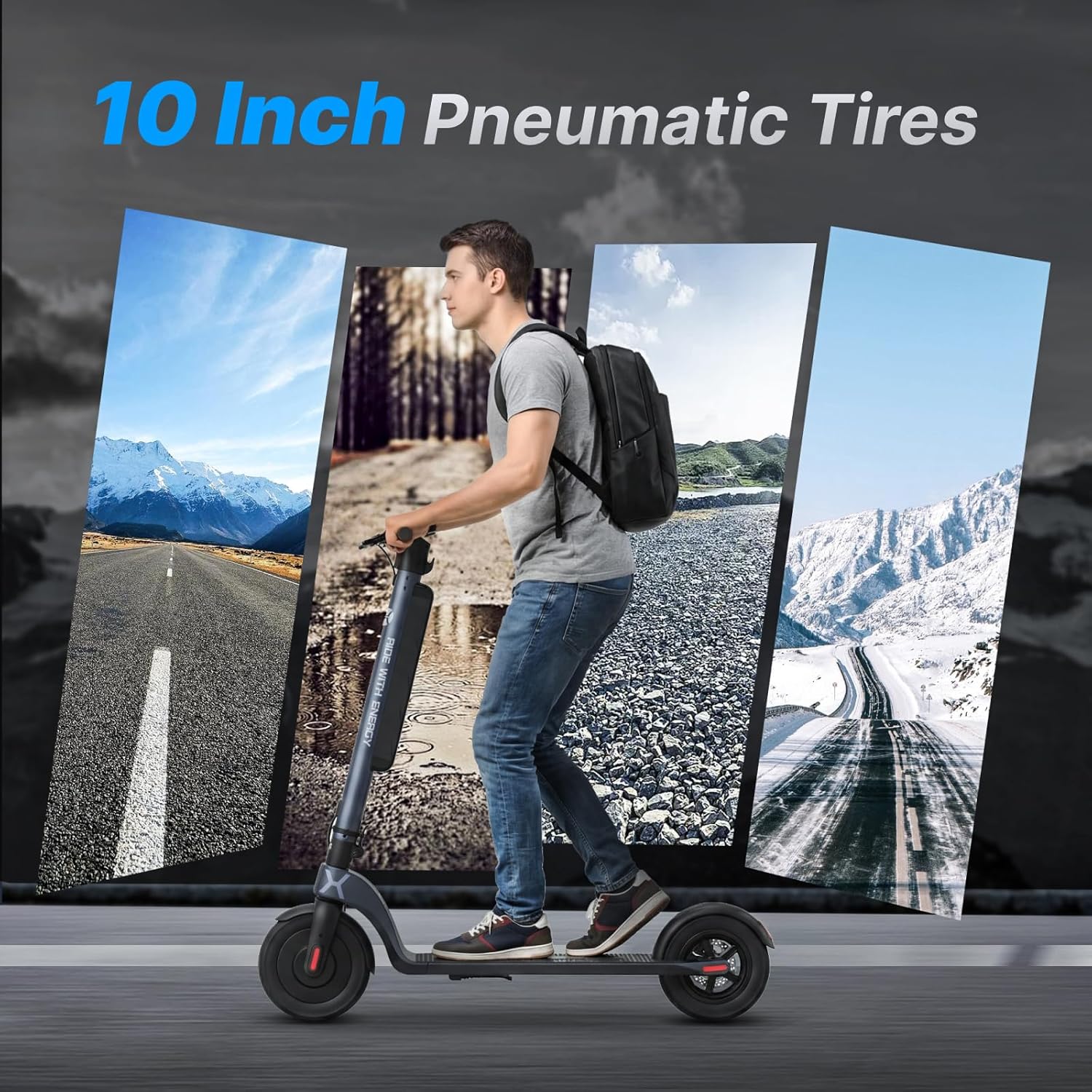 X6/X8 Trottinette Électrique Adulte, Batterie Amovible Scooter Électrique Adulte, Moteur 350/500W, 5.5/10" Pouces, Vitesse 25Km/H, Autonomie 15-40Km, Double Freinage,APP X8 13A Bleu-noir