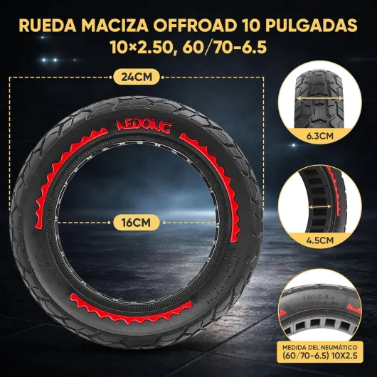 Pneu Plein 60/70-6.5, Roue Off-Road 10x2.50-6.5 pouces Pneu Anticrevaison Compatible avec Trotinette Electrique Xiaomi 5/5 Pro/5 Max,Segway Ninebot E3 E,Ninebot Max G30E,Smartgyro K2 (2 Roues)