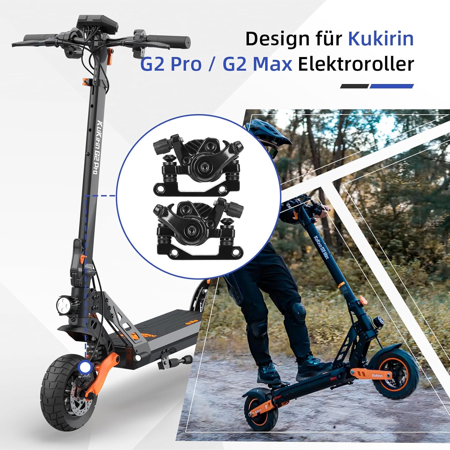 Frein Scooter Étrier de frein disque de frein avant disque de frein gauche avant et gauche arrière pour Trottinette électrique KuKirin G2 Pro/G2 Max 1 Paire