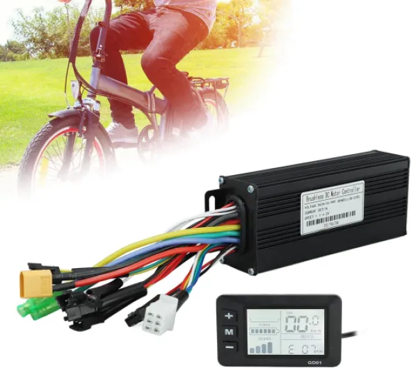 Kit de Contrôleur de Moteur sans Balais pour Vélo Électrique, DC 24V 36V 48V 1000W-1500W 30A 3 Modes Contrôleur à Onde Sinusoïdale avec Écran d'Affichage LCD GD01 pour Trotinette Électrique