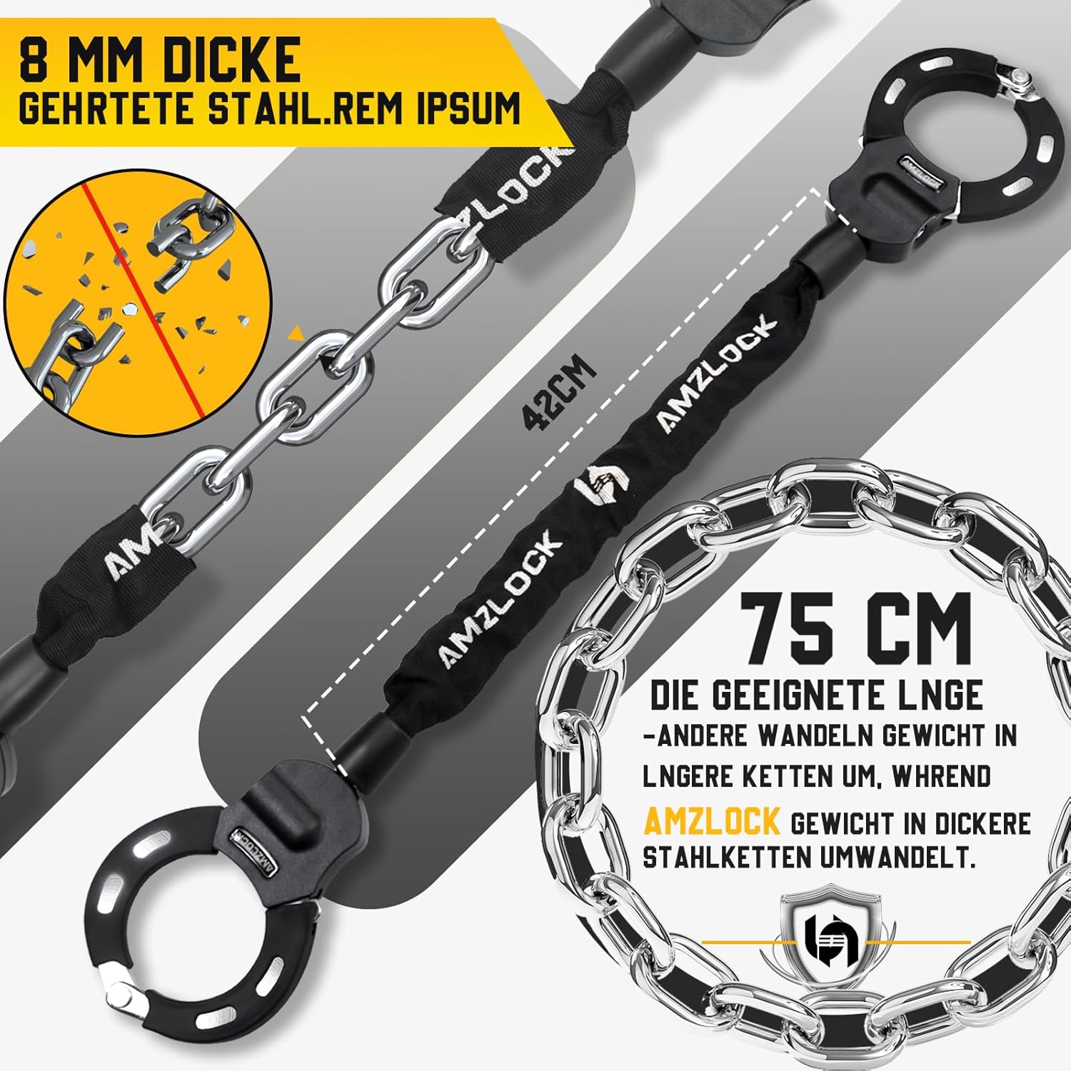 Antivol Trotinette Electrique, Cadenas Antivol Trottinette Hautement Sécurisé, Menotte Antivol avec Chaîne Robuste de 8MM, Cadenas Velo avec Clé et Sac Étanche Serrure de Scooter de 8 Mm + Sac pour Scooter
