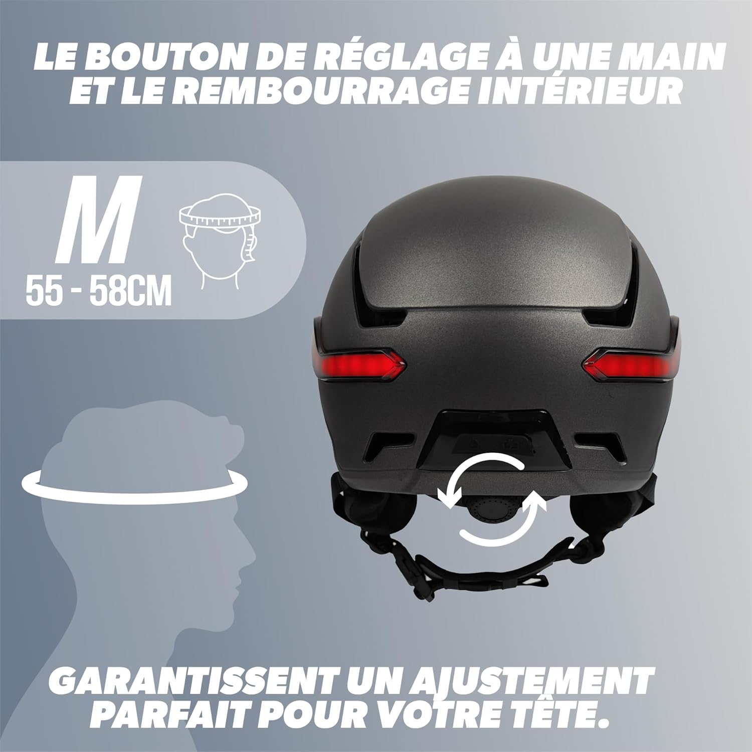 T'nB - Vizion Casque Vélo et Trottinette Électrique pour Homme et Femme, LED Connectées, Détection du Freinage Automatique, Clignotants Télécommandés, Visière Anti-UV, Batterie Rechargeable M (Tour de tête 55-58 cm)