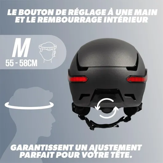 T'nB - Vizion Casque Vélo et Trottinette Électrique pour Homme et Femme, LED Connectées, Détection du Freinage Automatique, Clignotants Télécommandés, Visière Anti-UV, Batterie Rechargeable M (Tour de tête 55-58 cm)
