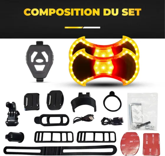 Lumière Avant et arrière avec Clignotants pour vélo et Trottinette - Accessoires et Fixation Universelle arrière pour Trottinette Compris, télécommande sans Fil, Lampe LED Rechargeable par USB