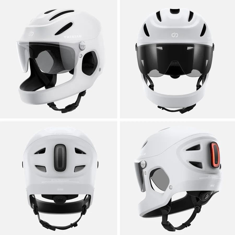 Virgo Casque Intégral – Casque de Protection Complet pour Vélos Électriques, Trottinettes & Mobilité Urbaine, Léger, Visière Intégrée, Feu de Freinage Intelligent, Unisexe Noir S (51-54 cm)