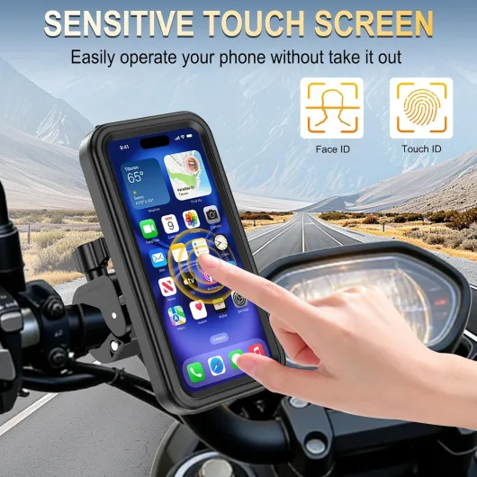 Support Téléphone Moto Scooter Antivibration Étanche IPX5 Porte Telephone Velo Moto Universel Rotation 360° Support de Téléphone pour Guidon 17-42mm, pour iPhone Huawei 4,0-7,0" Smartphones