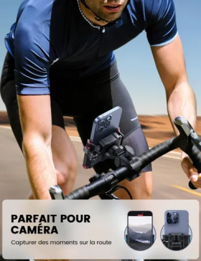 Support Téléphone Vélo, Support Téléphone Moto - [1S Verrouillage] 360° Rotation, Ne Bloque Pas Caméra, Stable & Sûr, pour iPhone 17/16/15/14/13/12/11, Huawei, 4,7-7" Smartphones Rouge