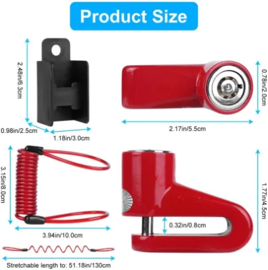 Ainiv Trottinette Roue Couverture Réflecteur Bande, Trottinette Garde Boue, Verrou de Frein à Disque - Antivol Trottinette Electrique, Accessoire pour Xiaomi M365 Scooter Antivol Trottinette (Rouge)