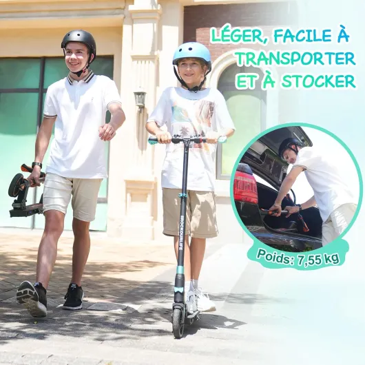 RCB TECH Trottinette Electrique Enfants (8-12-16 Ans) - Trottinette électrique Pliable pour Enfants - Autonomie Max 16 KM - Max 20 KM/H - Cadeau pour Enfant & Adolescents Noir-Orange