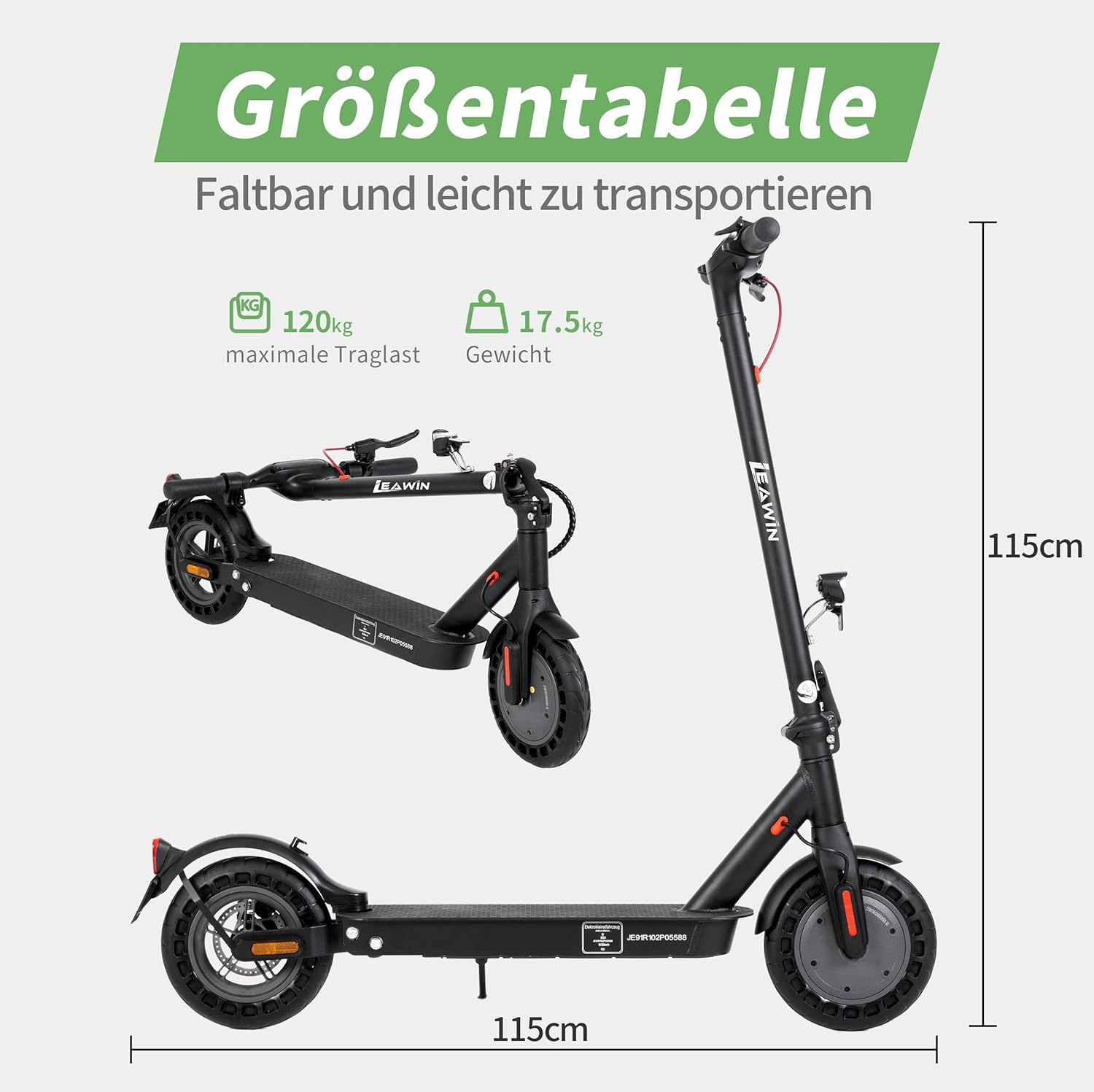 Trottinette électrique, homologuée sur route, moteur de 500 W, portée de 45 km, pliable, avec application et pneus en caoutchouc plein, pour adultes et trajets quotidiens, noire