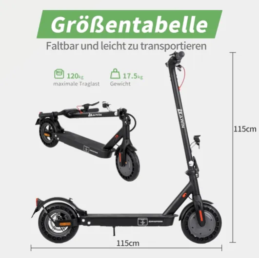 Trottinette électrique, homologuée sur route, moteur de 500 W, portée de 45 km, pliable, avec application et pneus en caoutchouc plein, pour adultes et trajets quotidiens, noire