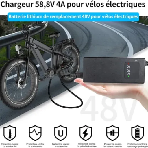 Test chargeur YANGZIDIANYUAN 58,8V 2A : un chargeur simple avec affichage qui fait le job
