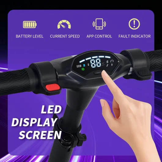 Trottinette Électrique Enfant, 8'' Pliable avec 250W Moteur, Vitesse Max 25 KM/H, Écran LED & Lumières Neon Colorées, E-Scooter Hauteur Réglable pour Enfants Noir