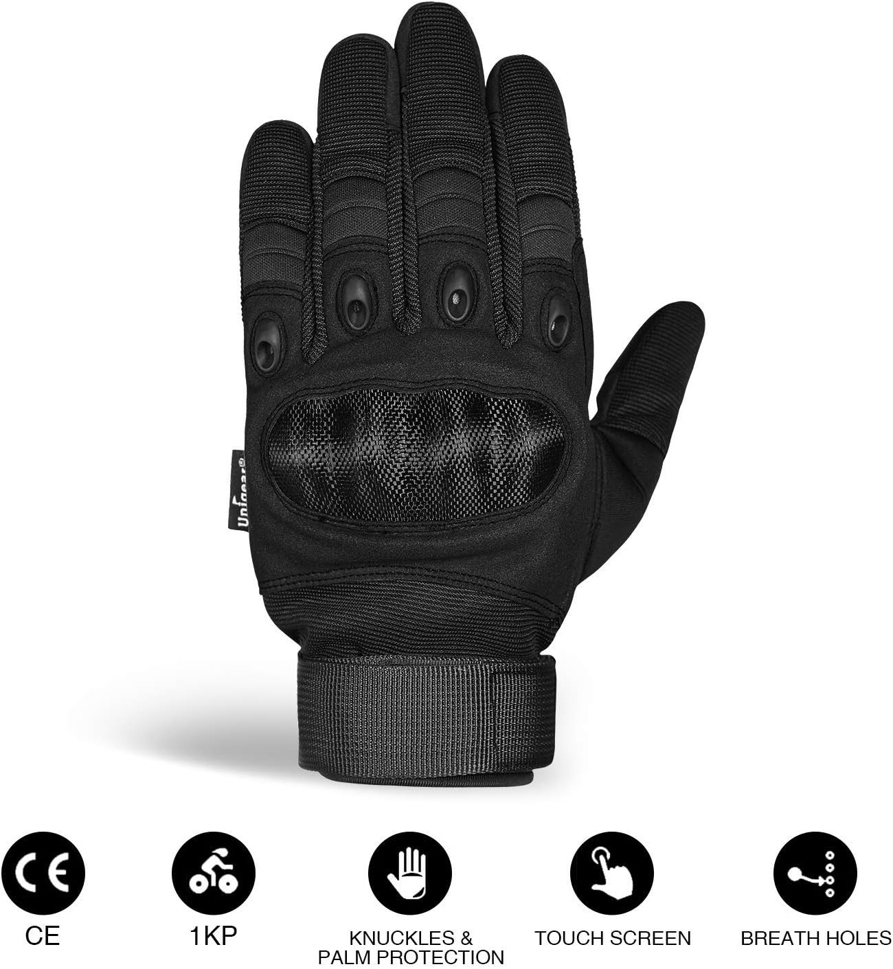 Gants Moto Homologué CE, Gants Scooter Unisexe Mi Saison Ecran Tactile Respirable pour Auto Moto, Vélo, Motocross, Camping, Randonné ou des Autres Activités en Plein Air M Noir