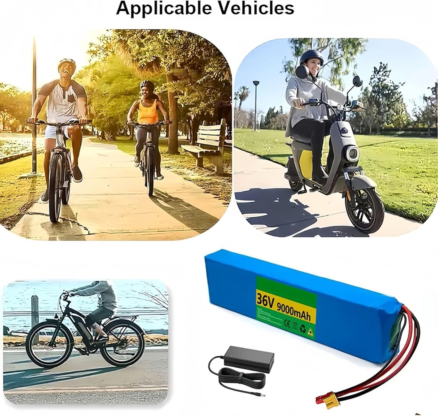 Batterie 36V 9Ah pour Scooter Électrique Et Vélo Électrique, Batterie Lithium 36V pour Scooter Et Vélo Électrique, avec Chargeur - 36V 9Ah XT30