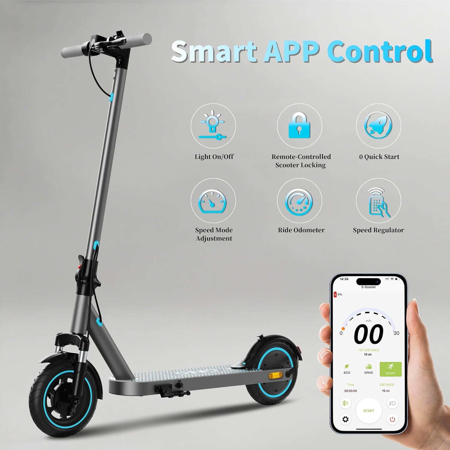 QnQ Trottinette Électrique Adulte - Moteur 500W, Pneus Anti-crevaison 8.5", Batterie 10.4AH, Autonomie30-40km, Vitesse Max 25km/h, Double Frein, Double Amortisseur, 3 Modes, Contrôle APP