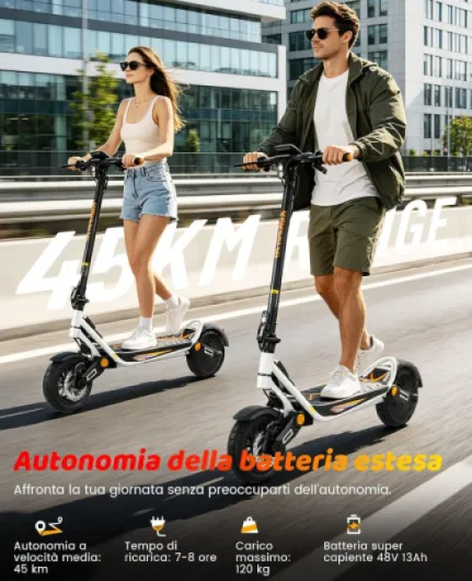 Trottinette Electrique Adulte 1000W 48V 13Ah - 45km Autonomie 10" Tubeless - Pliable Tout-Terrain Trottinette Électrique, Double Suspension,Double Frein à Disque Escooter,IP54,Charge 120kg,6 vitesses