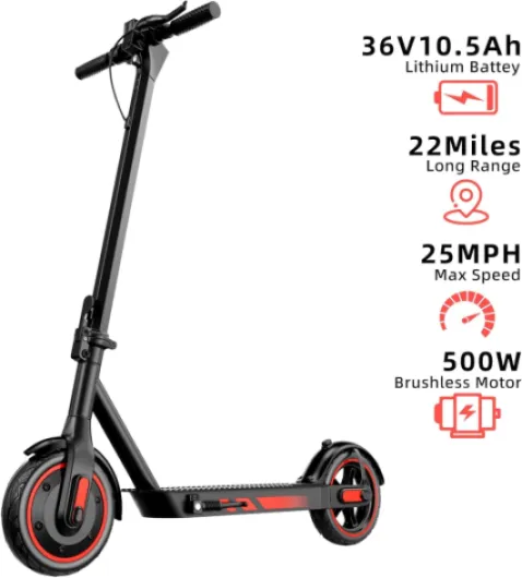 EGGKING Trottinette électrique avec flèche directionnelle, 350 W/500 W moteur, 35/45 km autonomie, pneus 8,5 "/10" anti-perçage, doubles freins, contrôle de l'application 500 W-30 km-rouge