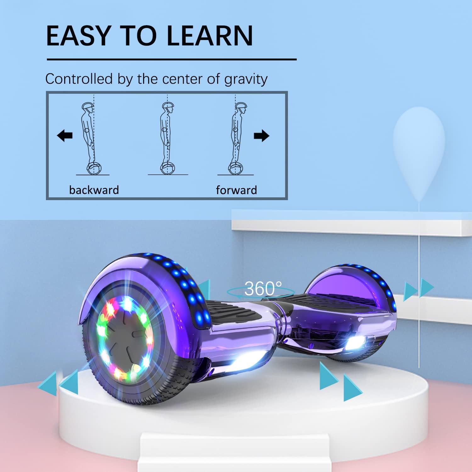 Hoverkart Gyropode Hoverboard Kart pour Enfant et Adulte, Overboard et Kart avec Bluetooth-Musique/LED-Roue Clignotante, Hoverboards Cadeau pour Enfants Violet + Noir